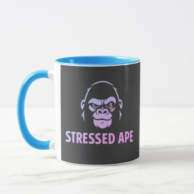 Gestresster Affe - blau Tasse (Links)