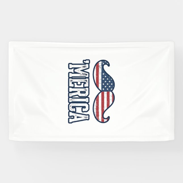 Gestresster Amerika-Schnurrbart Patriotischer Vekt Banner (Horizontal)