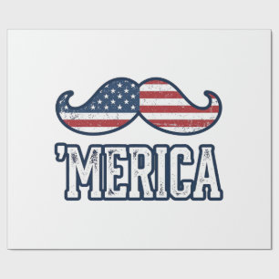 Gestresster Amerika-Schnurrbart Patriotischer Vekt Geschenkpapier