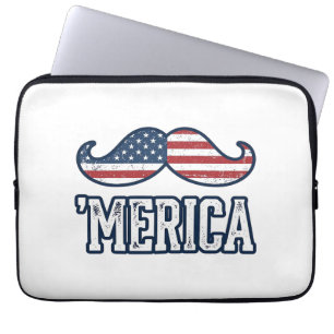 Gestresster Amerika-Schnurrbart Patriotischer Vekt Laptopschutzhülle