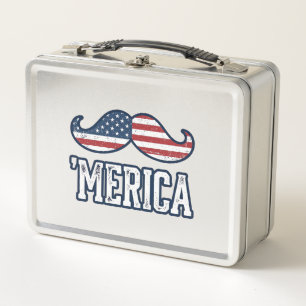 Gestresster Amerika-Schnurrbart-Patriotischer Vekt Metall Brotdose