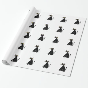 Gestresster schwarzer fetter Kater Geschenkpapier