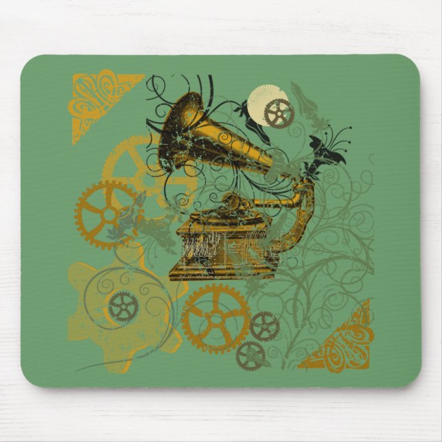 Gestresstes Steampunk-Design Mousepad (Vorne)