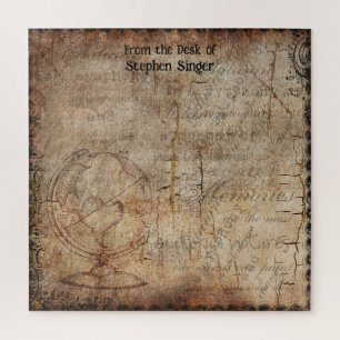 Gestresstes Steampunk-Globus-Reisejournal Papier