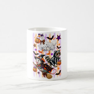 Gestrichelte Halloween Verrückte Gans Waschbär Opo Kaffeetasse