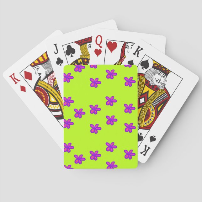 gestrichene Blume auf Grün Spielkarten (Rückseite)