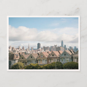 Gestrichene Damen San Francisco Victorians Skyline Postkarte