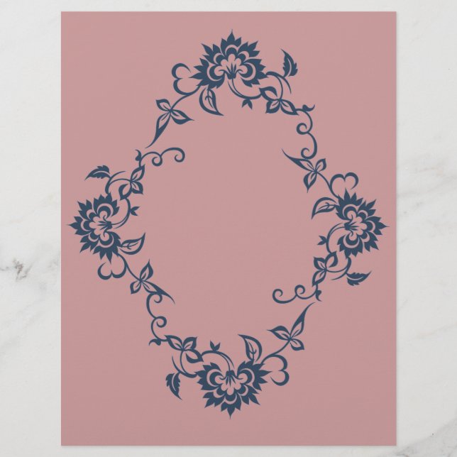 Gestrickte Blume Design Plum Blue Scrapbook Paper (Vorderseite)