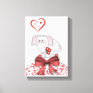 Gestrickte Canvas Print Valentine's Day Elephant Leinwanddruck