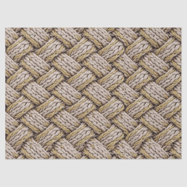 Gestrickte Fadenstricktextur – Warmes Beige (3) Seidenpapier (Vorderseite)