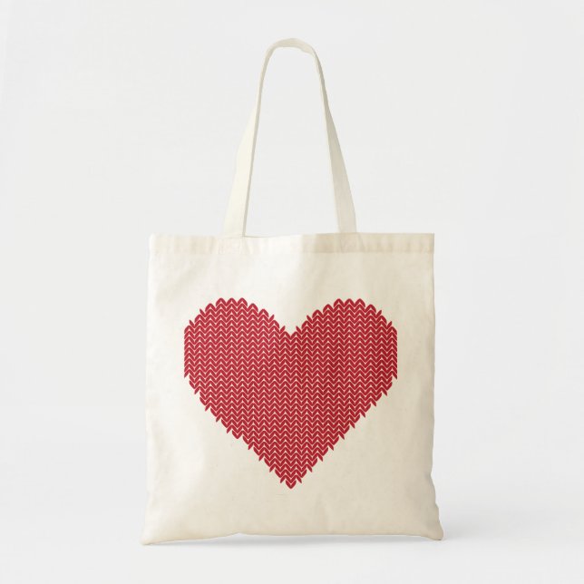 Gestrickte Herz-Taschen-Tasche Tragetasche (Vorne)