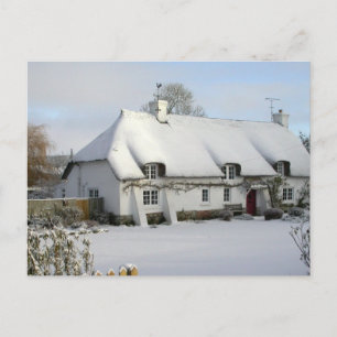 Gestrickte Hütte im Schnee Postkarte