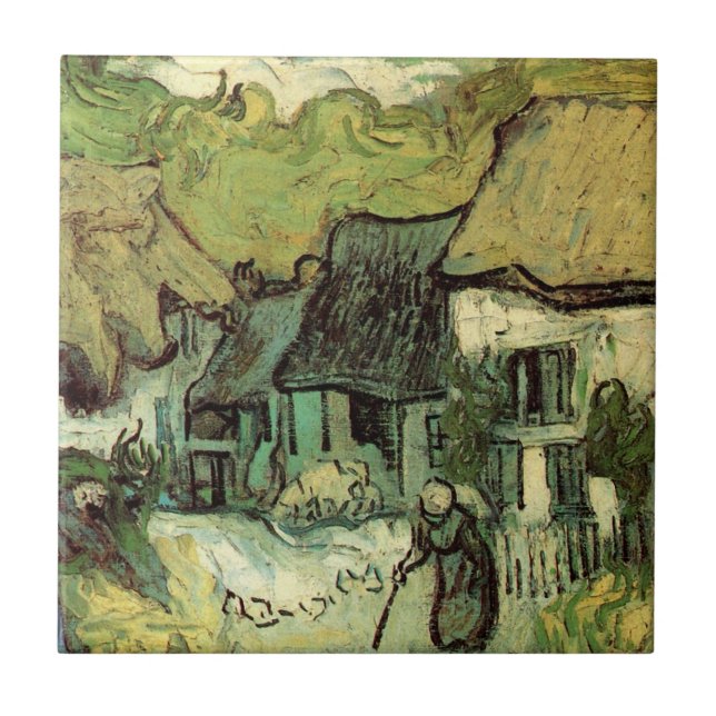 Gestrickte Hütten in Jorgus von Vincent van Gogh Fliese (Vorderseite)