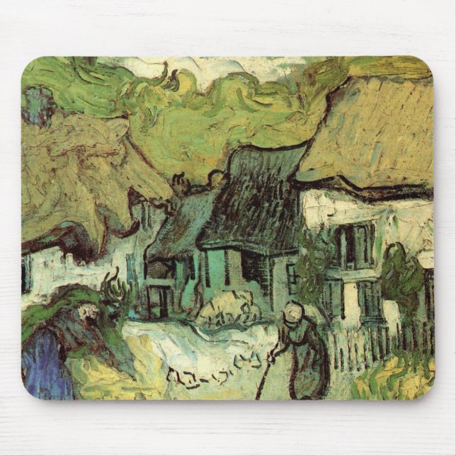 Gestrickte Hütten in Jorgus von Vincent van Gogh Mousepad (Vorne)