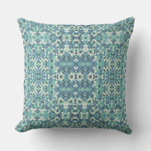 gestrickte Strickware geometrisches Ornament blau, Kissen