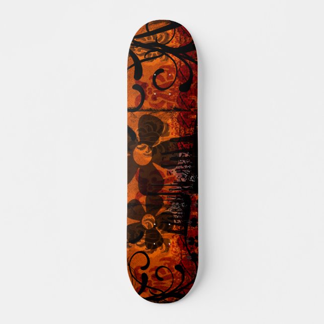 Gestrickter Damast - mit Blume Skateboard (Vorne)
