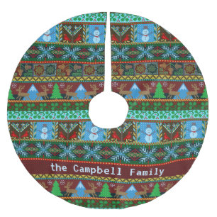 Gestrickter Familienname des Polyester Weihnachtsbaumdecke