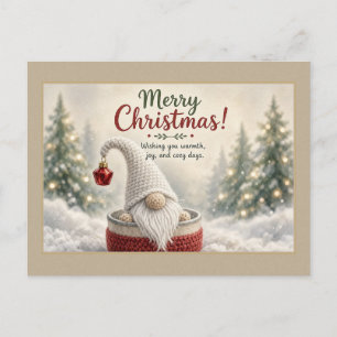Gestrickter Gnom mit Ornament Postkarte
