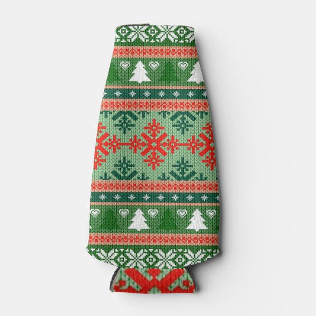 gestrickter hässlicher Weihnachtspulli Flaschenkühler (Vorderseite)