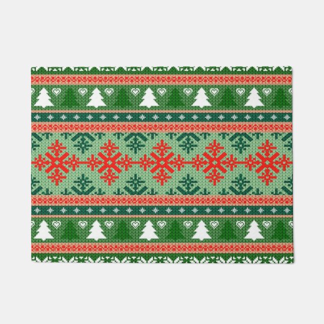 gestrickter hässlicher Weihnachtspulli Fußmatte (Vorderseite)