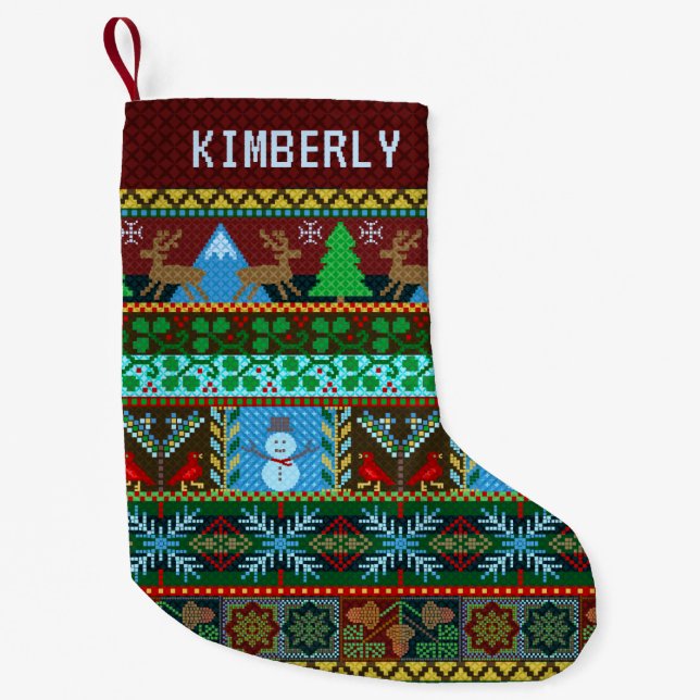 Gestrickter Name des Kleiner Weihnachtsstrumpf (Vorderseite)