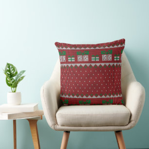Gestrickter Weihnachtskissen mit Geschenken und Sc Kissen