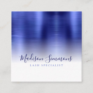 Gestricktes Metallic Navy Blue Monogram, Elegantes Quadratische Visitenkarte