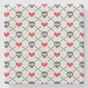 Gestricktes Muster mit den Schädeln Steinuntersetzer