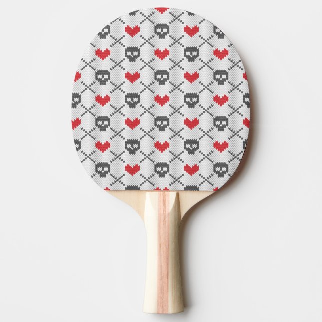 Gestricktes Muster mit den Schädeln Tischtennis Schläger (Vorderseite)