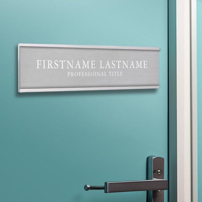 Gestricktes Silber Traditioneller Name Garamond Türschild (Personalized Door Sign - Add Your Logo and Professional Title with Name)