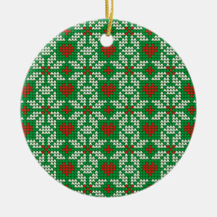 Gestricktes Weihnachtsmuster Keramik Ornament