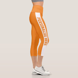 Gestrippte Capri-dunkelorange Leggings mit eigener