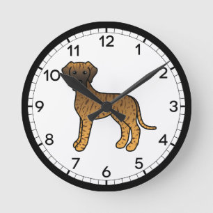 Gestromte Great Dane Hund Cartoon-Design Runde Wanduhr
