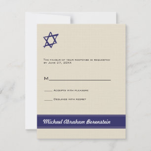 Gestürtete Star von David Bar Mitzvah Reply Einlad RSVP Karte