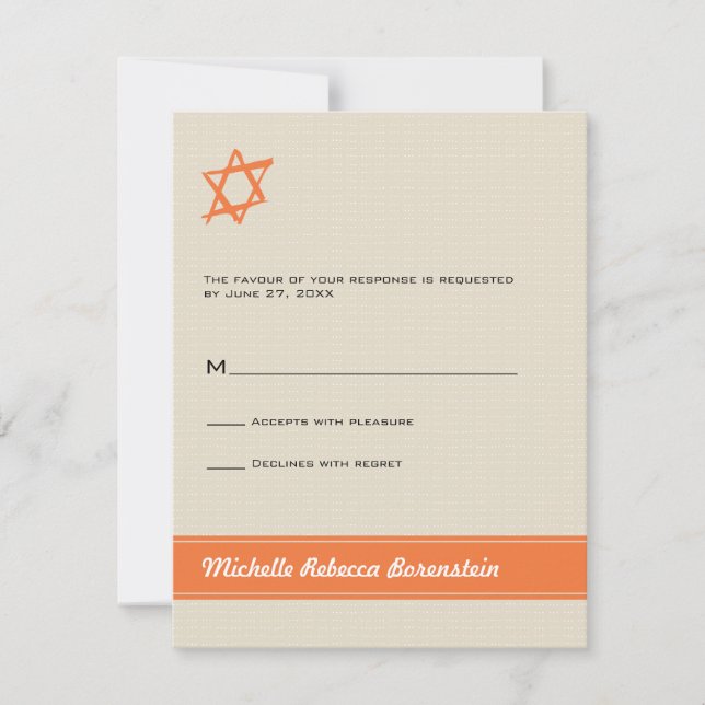 Gestürtete Star von David Bat Mitzvah Reply Einlad RSVP Karte (Vorderseite)