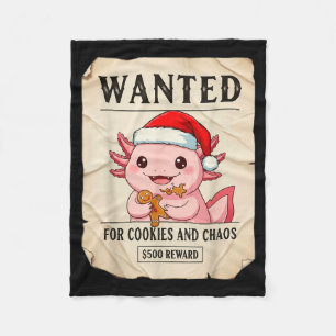 Gesucht für Kekse und Chaos Lustiger Axolotl Weihn Fleecedecke