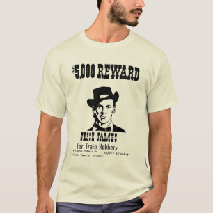 Gesucht Jesse James alte historische Naturaufnahme T-Shirt