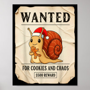 Gesucht wegen Keksen und Chaos Lustiger Schnecken- Poster