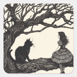 Gesuchte Gespräche: Alice und die Cheshire-Katze Quadratischer Aufkleber