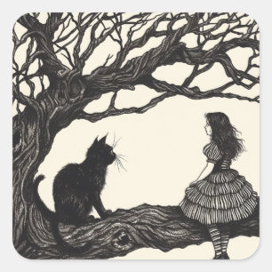 Gesuchte Gespräche: Alice und die Cheshire-Katze Quadratischer Aufkleber