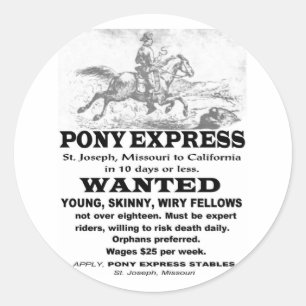 Gesuchter Pony-Express-Reiter Runder Aufkleber