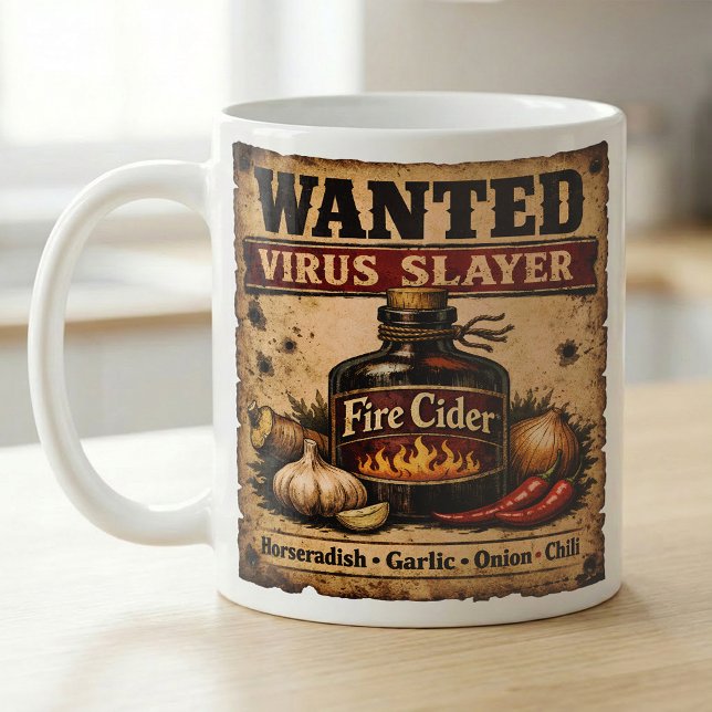 Gesuchtes Plakat Fire Cider Apotheke Kaffeetasse (Von Creator hochgeladen)