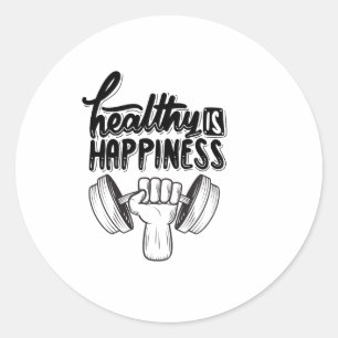 Gesund ist Glück Fitnessstudio Motivationsdesign Runder Aufkleber