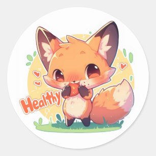 Gesunde Anime Fox Funny Runder Aufkleber