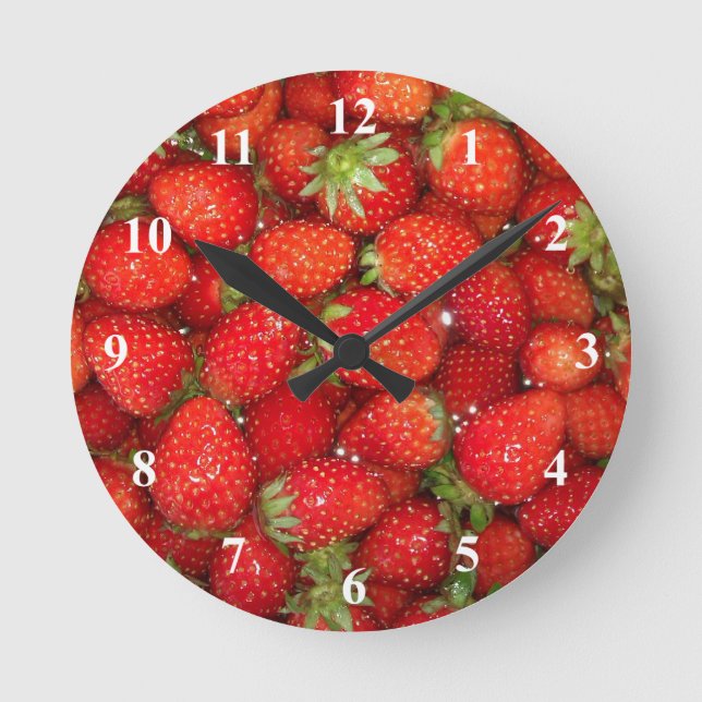 Gesunde Fotografie der ErdbeerWanduhr | Runde Wanduhr (Vorderseite)