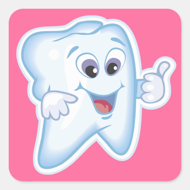 Gesunde Happy Tooth Quadratischer Aufkleber (Vorderseite)