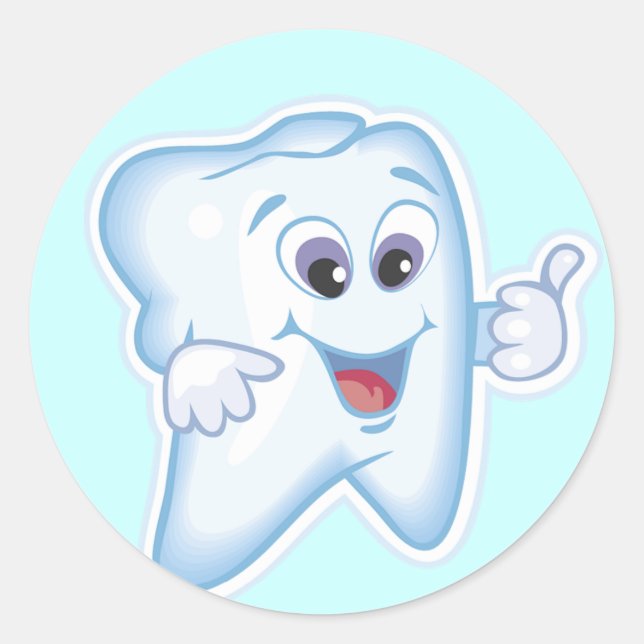 Gesunde Happy Tooth Runder Aufkleber (Vorderseite)