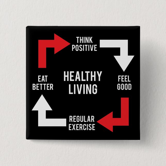 Gesunde Lebensweise - Fitness Motivierend Button (Vorderseite)