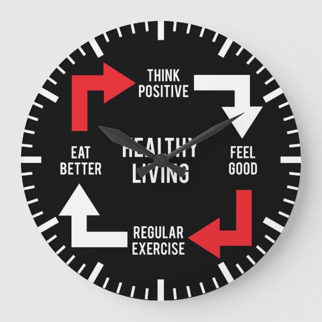 Gesunde Lebensweise - Fitness Motivierend Große Wanduhr (Vorderseite)
