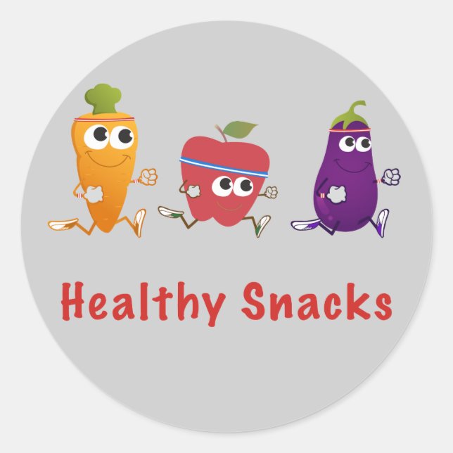 Gesunde Snacks Runder Aufkleber (Vorderseite)